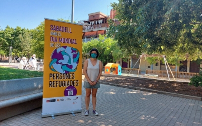 Marta Morell, amb el cartell de la jornada/ Karen Madrid