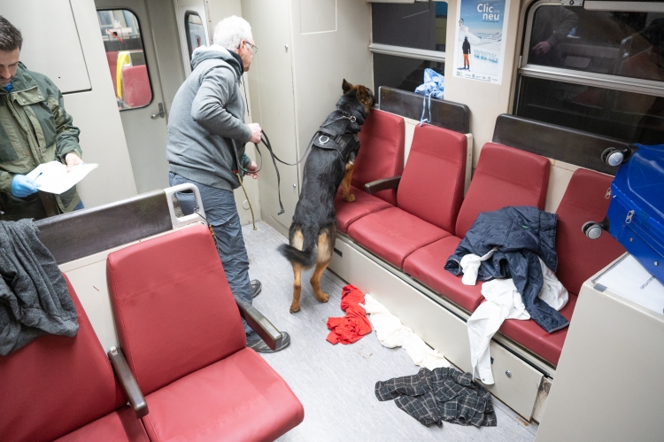 gos policia en un tren de ferrocarrils de la Generalitat a Sabadell