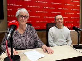 La presidenta d'Andi, Dolors Pallàs, i un usuari Arnau Alfageme, a Ràdio Sabadell | Mireia Sans