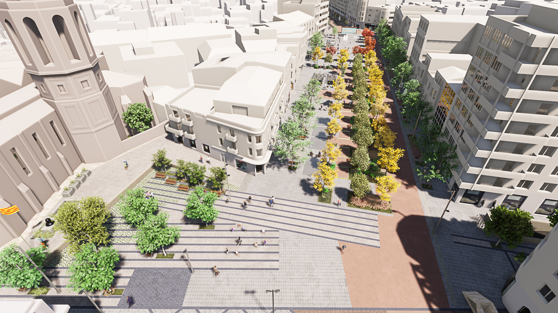 Render del disseny del nou passeig de la Plaça Major | Cedida