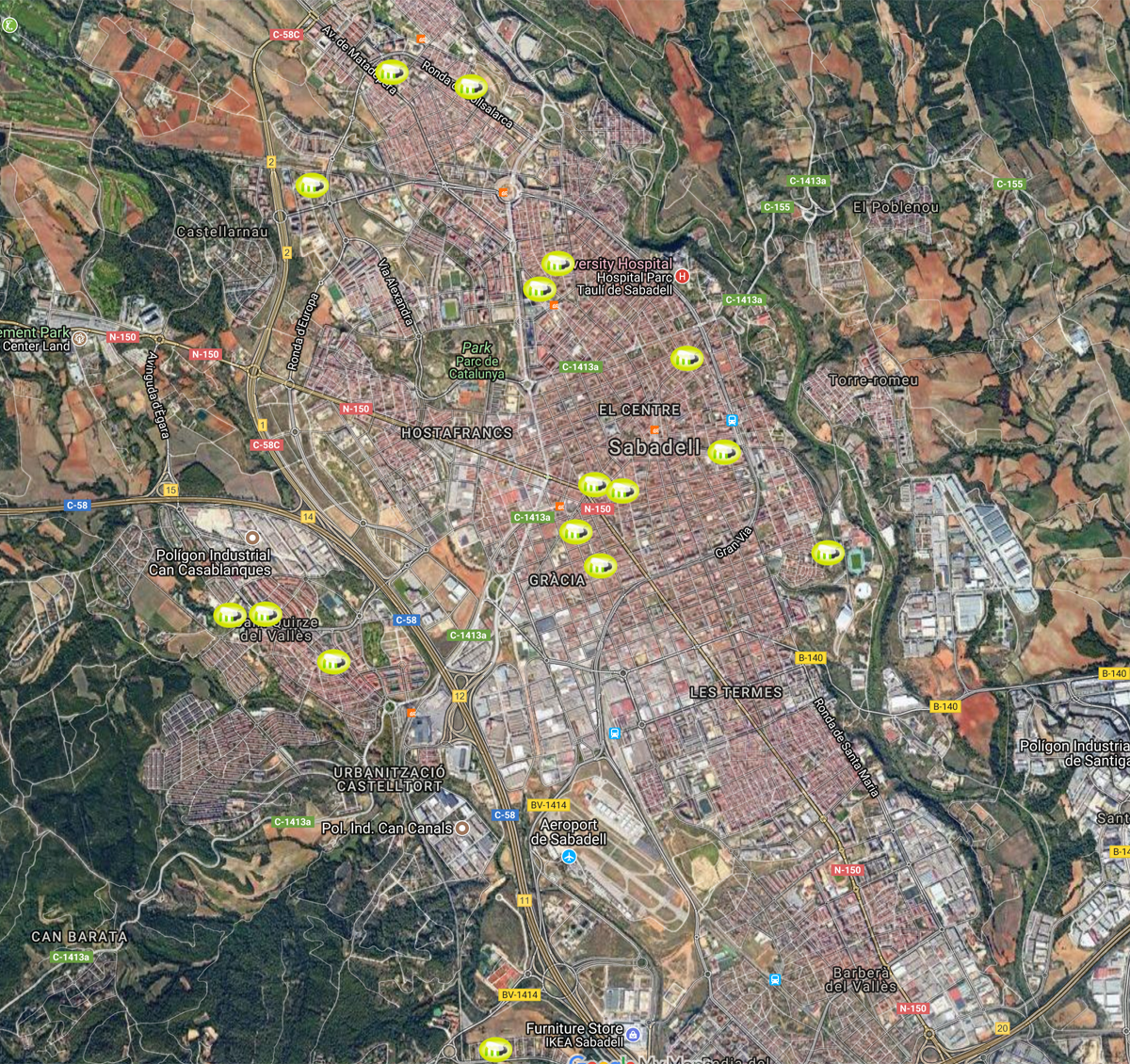 Distribució de les instal·lacions a Sabadell | Som Energia