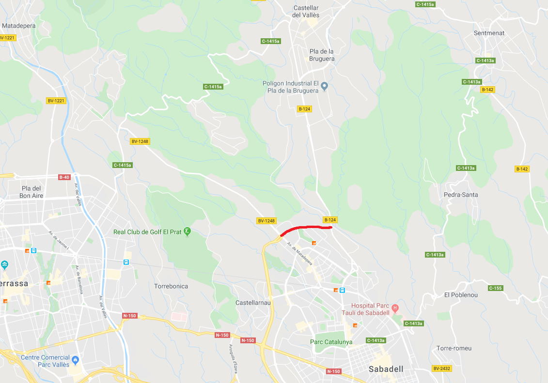 Possible traçar de la Ronda Nord, al seu pas per Sabadell | Google Maps
