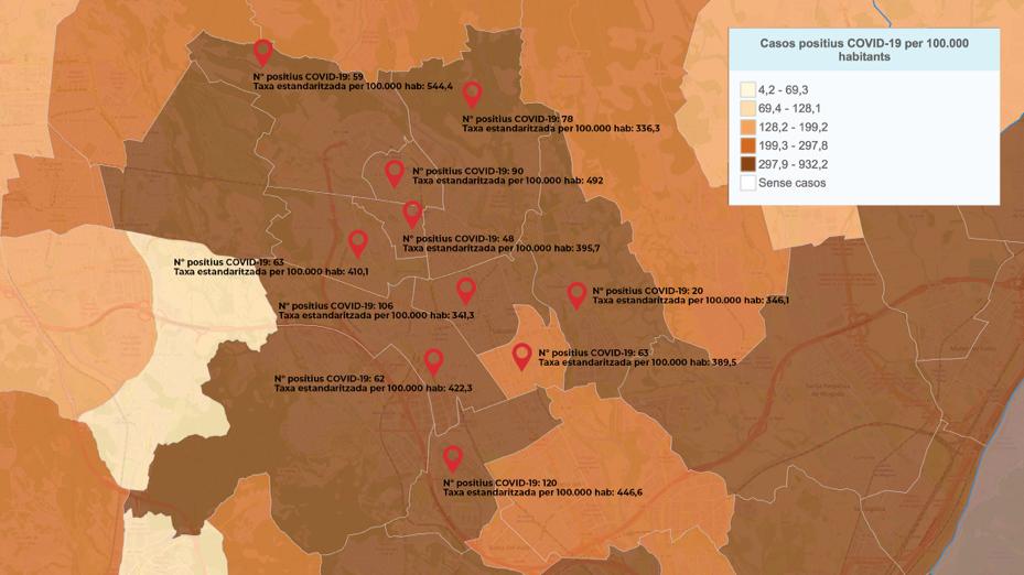 Mapa de casos positius a Sabadell | Roger Benet