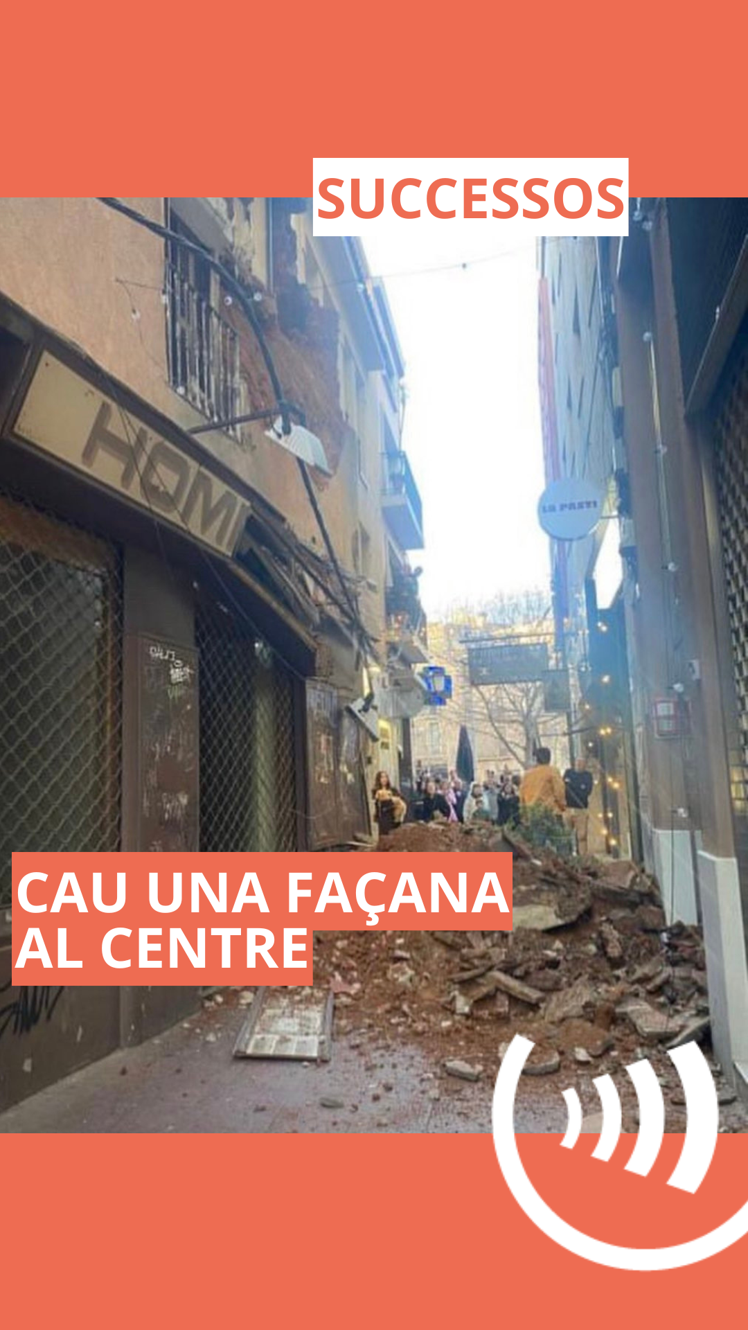 Cau part de la façana al centre