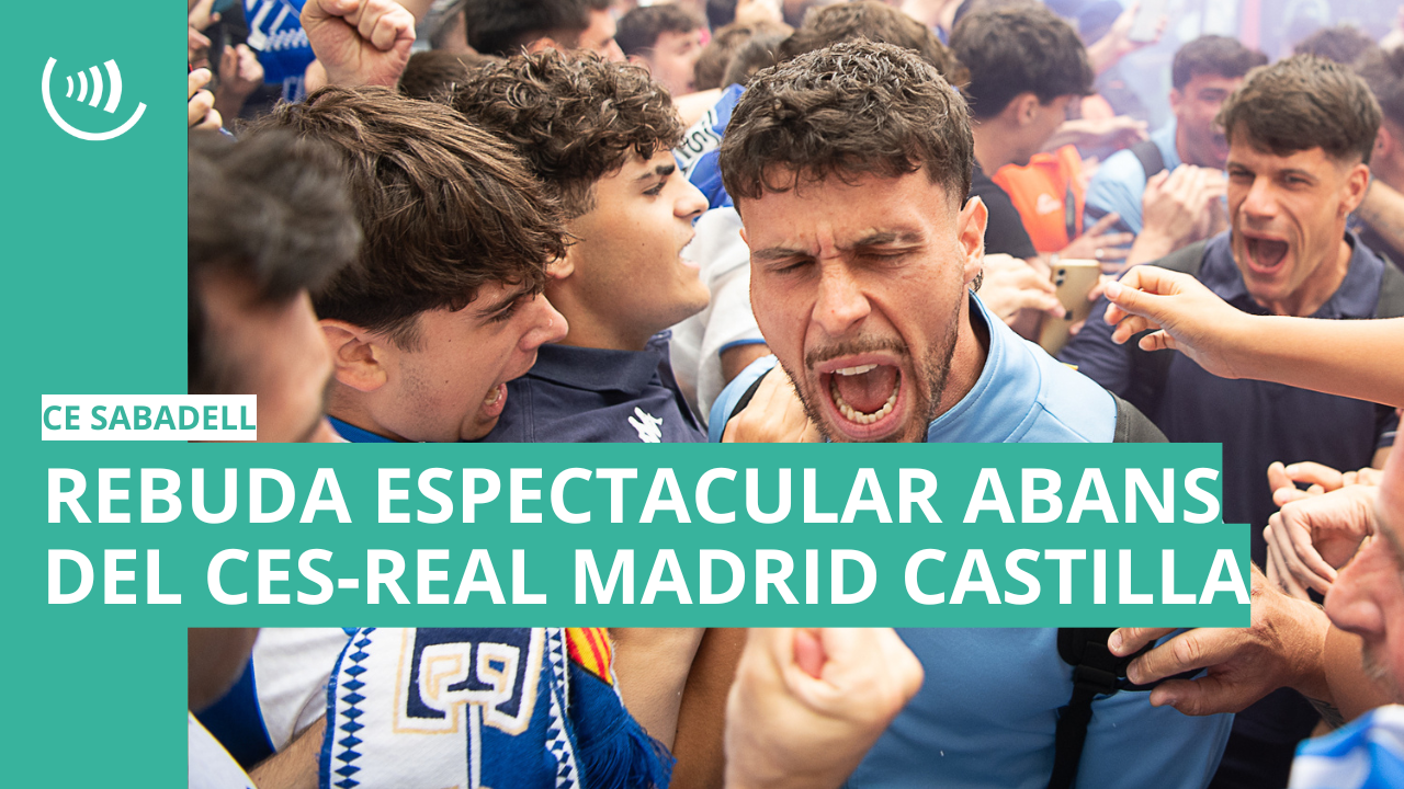 Rebuda espectacular de l’afició del Sabadell abans del partit contra el Real Madrid Castilla