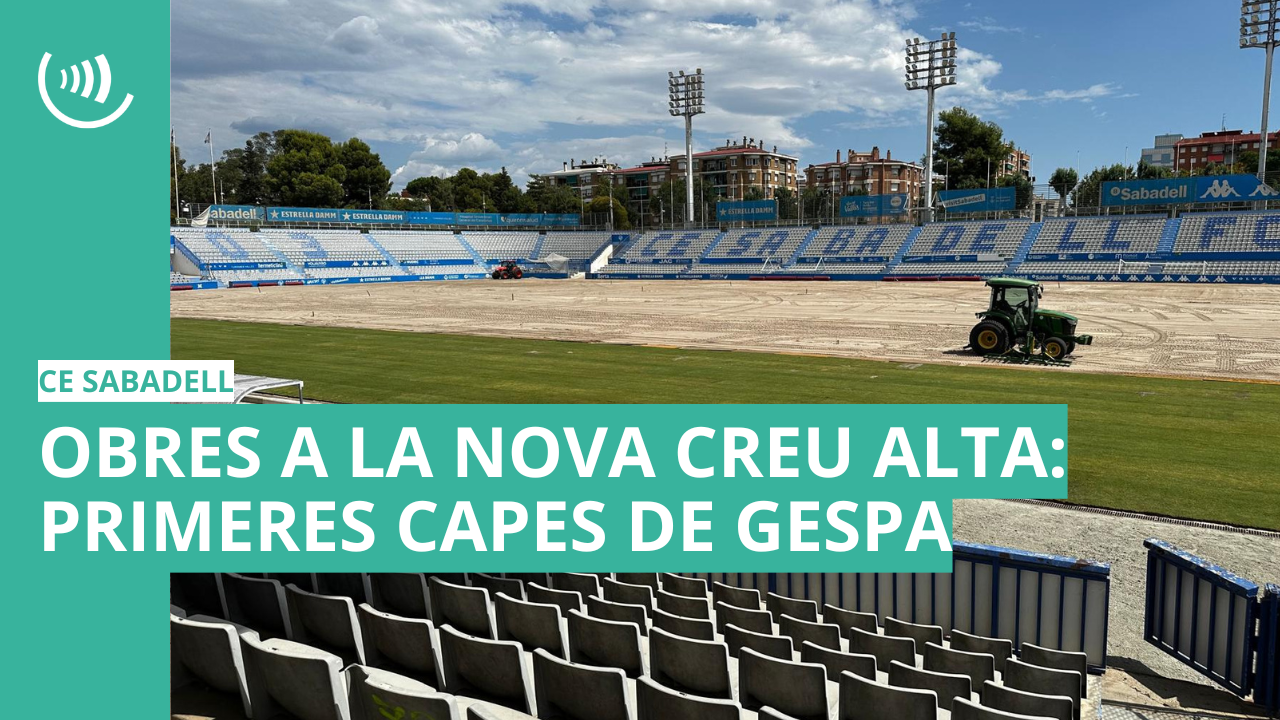 Comença la instal·lació de la gespa a la Nova Creu Alta