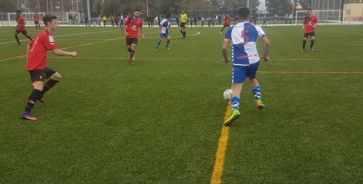 Imatge d'una acció del partit contra el Mallorca