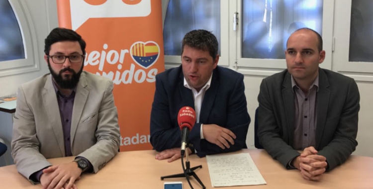 El regidors de Ciutadans Sabadell en roda de premsa. Foto: Grup Municipal de Ciutadans Sabadell