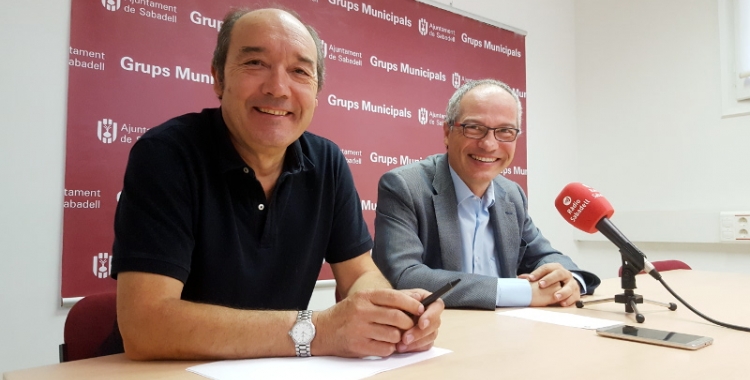 Josep Beltran i Carles Rossinyol a la roda de premsa d'aquest matí