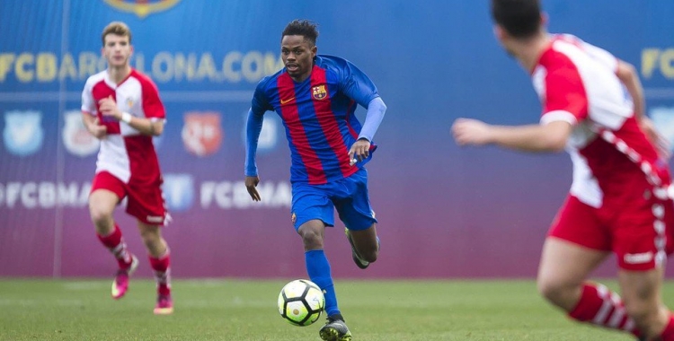 Braima Fati, en una acció contra el Sabadell la temporada passada | @FCBarcelonaB