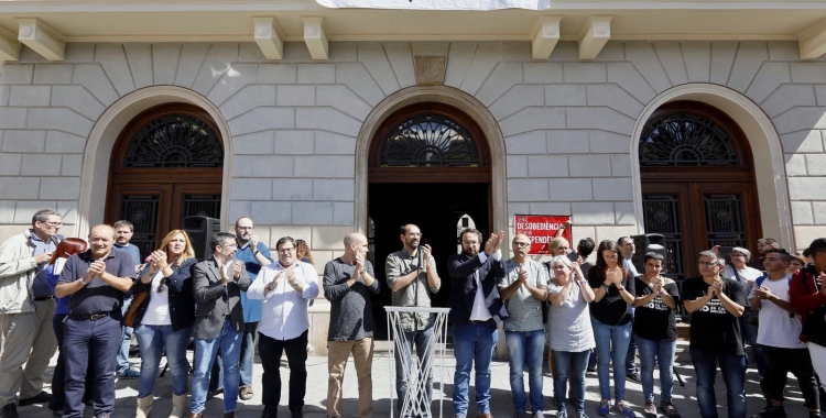 Acte en què es va anunciar l'aturada institucional, dimecres passat/ Ajuntament de Sabadell