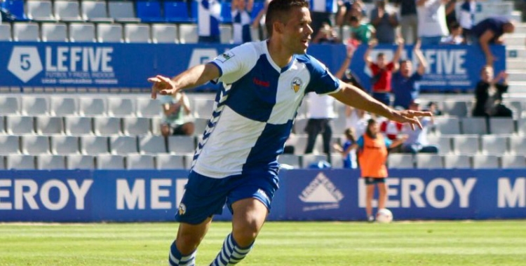 Felipe Sanchón celebra el gol de la victòria contra l'Atlètic Balears | Sandra Dihor