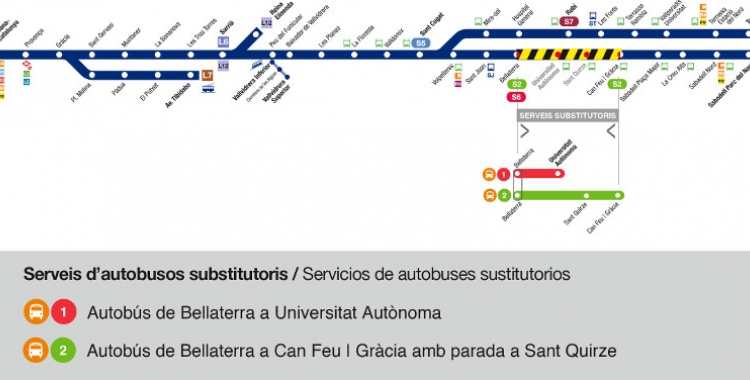 Mapa de l'afectació a la línia de Ferrocarrils | Cedida