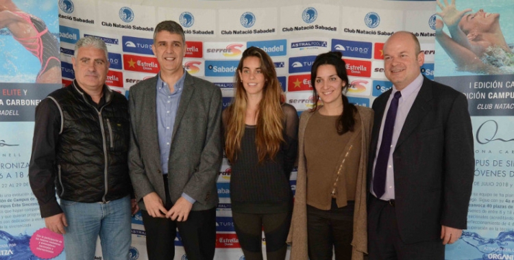 Ona Carbonell, amb Andrea Fuentes i Claudi Martí (CNS) a la presentació del seu campus