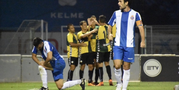 Celebració arlequinada després del gol del triomf del Sabadell a la Dani Jarque | Críspulo Díaz