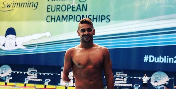 Óscar Salguero a la piscina que acull els Europeus de Dublín 2018 | @oscarsalguero1