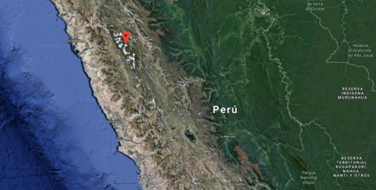 Mapa que indica el punt on se situa el pic Nevado Mateo, al Perú, on han mort tres excursionistes catalans i el seu guia
