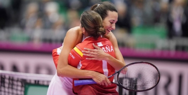 'Huracà' Georgina García celebrant la victòria a Kita-Kyushu | FedCup (Takeo Tanuma)