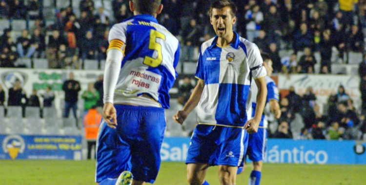 Manu Lanzarote durant la seva etapa al Sabadell al costat de l'ara entrenador arlequinat, Antonio Hidalgo | CES