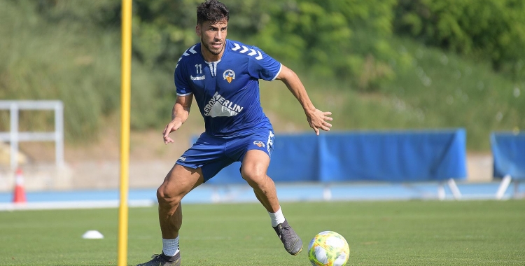 Néstor Querol durant l'entrenament d'aquest matí a Sant Oleguer | Roger Benet