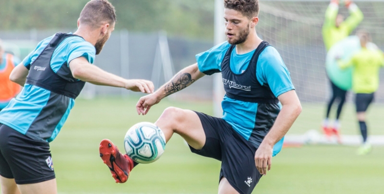 Leira entrenant aquesta pretemporada amb el Huesca | Twitter