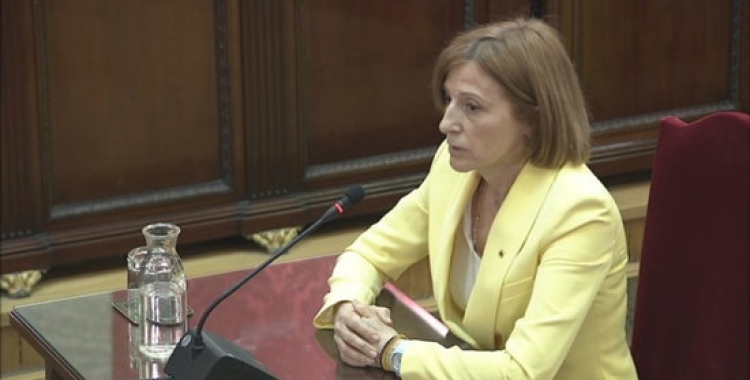 Pla general, extret de senyal institucional, de Carme Forcadell durant l'últim torn de paraula al Tribunal Suprem, el 12 de juny de 2019