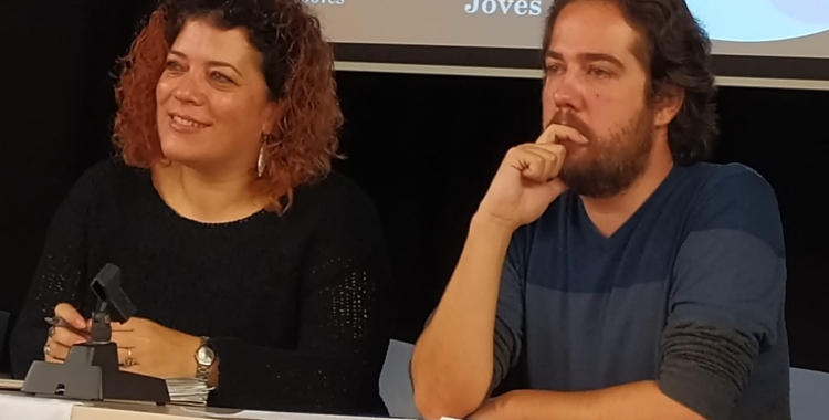 Cris Molins i Edu Navarro  a l'assamblea d'aquest matí | Sabadell En Comú