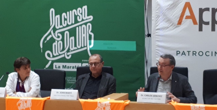 Pepi Rivera, Joan Martí i Carlos Sánchez, durant la presentació de la cursa/ Karen Madrid