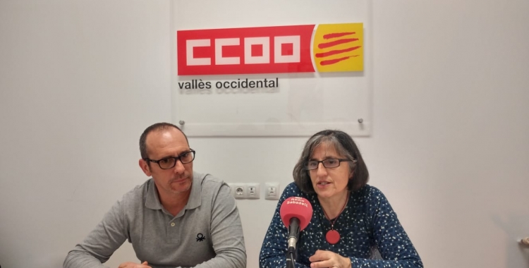 Enrique Rodríguez, secretari general de CCOO al Vallès Occidental i Dolors Llobet, secretària d'Atenció a l'Afliliació, Estudis i Coordinació de Direcció de CCOO de Catalunya | Ràdio Sabadell