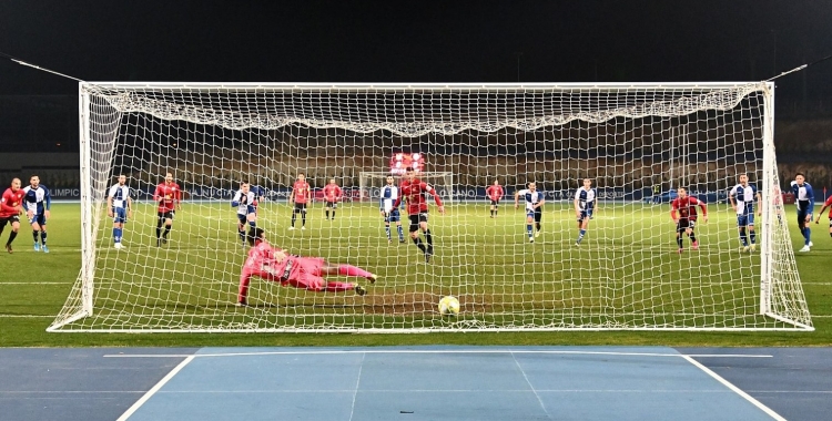 Imatge del gol que va donar els tres punts als nuciers | CF La Nucía