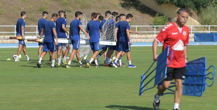 La plantilla del Sabadell, en una sessió enguany | Roger Benet