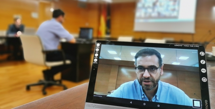 Ignasi Giménez, president del Consell Comarcal, durant el Consell d'Alcaldies/ Consell Comarcal
