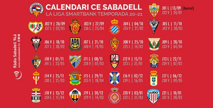 Calendari sencer del Centre d'Esports Sabadell la temporada 2020/21