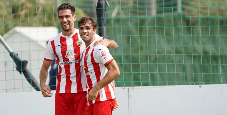 Ibiza (esquerre), celebrant el gol marcat contra la Balona fa pocs dies | UD Almería