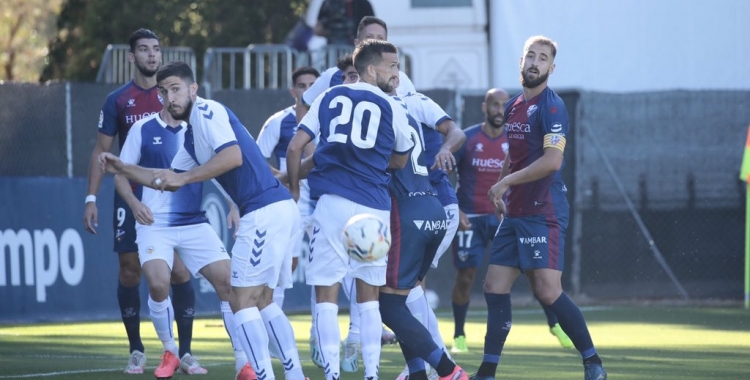 Acció a pilota aturada del partit d'avui a Pirámide | SD Huesca