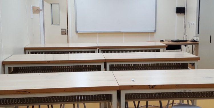 Una aula de l'Institut Arraona, un dels centres amb alumnes confinats/ Cedida