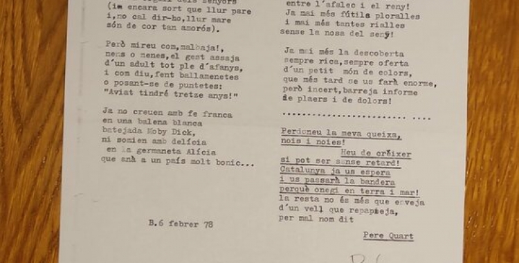 El text de la poesia desconeguda de Joan Oliver | ACN