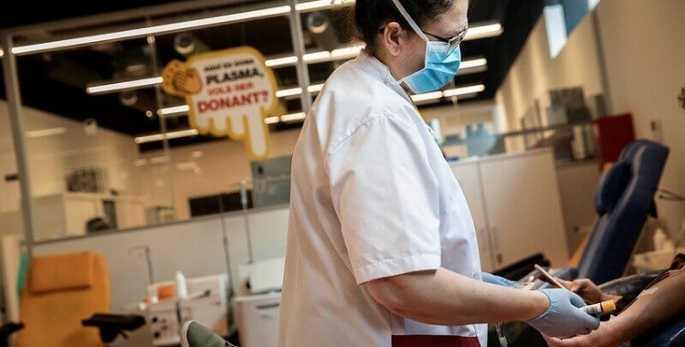 Un professional sanitari del Banc de Sang/ Arxiu Bang de Sang