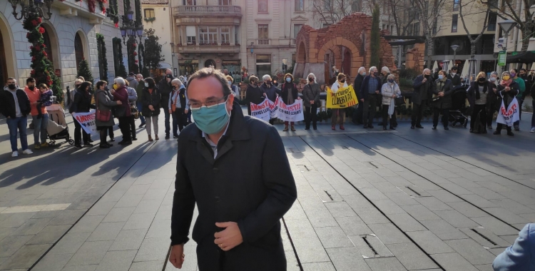 Josep Rull, a la plaça de Sant Roc aquest dilluns | Pau Duran