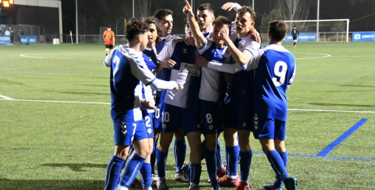 Moment de la celebració del primer gol | CE Sabadell