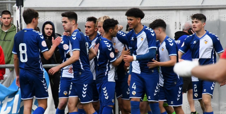 Celebració del gol d'Adrià Gonzalez | CE Sabadell