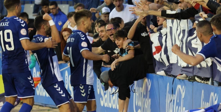 Aarón, a la celebració del 2-0 | CES