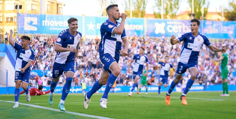 Néstor Querol dissabte celebrant el 2-1 contra el Cornellà | Pedro Salado