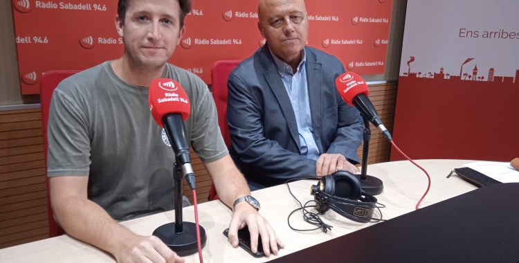 Pol Moragas i Pere Urpí a l'estudi 1 de ràdio Sabadell 