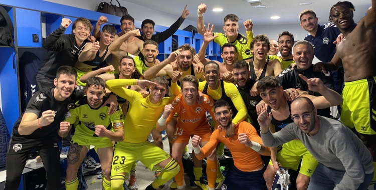 Celebració ahir al vestidor de l'Estadi Balear