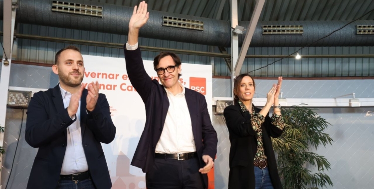 Carles Cordón, Salvador Illa i Marta Farrés a l'acte d'avui | Cedida PSC