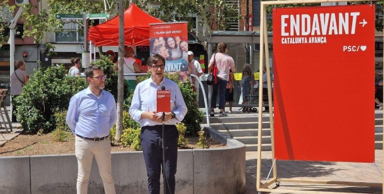 Acte del PSC a Sabadell amb Salvador Illa i Paco Aranda | Imatge cedida