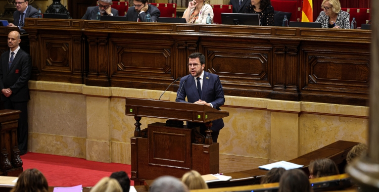 Pere Aragonès, durant el debat al Parlament/ ACN