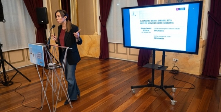 Marta Farrés explicant la situació de la sequera després de la reunió del Comitè Operatiu | Roger Benet