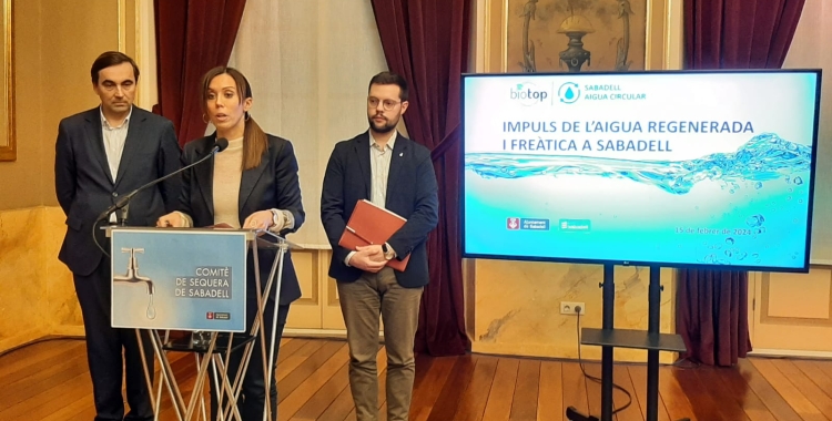 D'esquerra a dreta, Enric Blasco, Marta Farrés i Eloi Cortés | Ajuntament de Sabadell